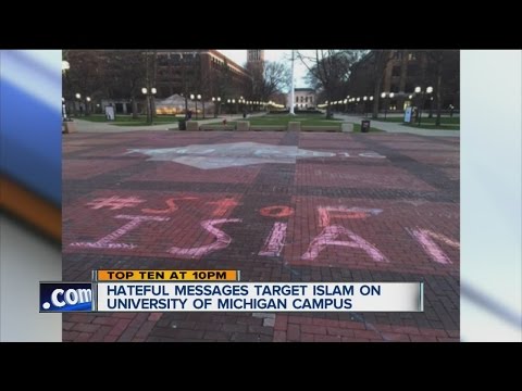 #Stop Islam chalked on U of M Diag