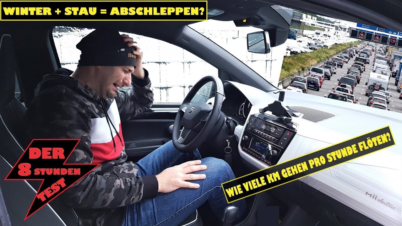 WINTER+STAU+AUTOBAHN: Elektroauto TOT!