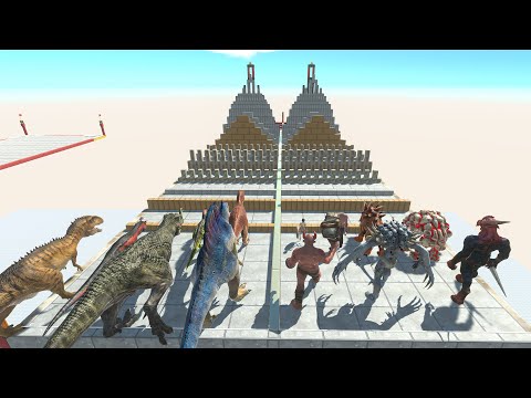 Infernals Vs Carnivore Dinosaurs Race Through Blocks - Animal Revolt Battle Simulator