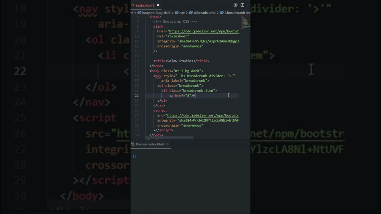 Breadcrumb using Bootstrap 5 #shorts #coding