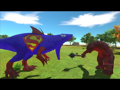 KING SHARK SUPERMAN VS CAVE TROLL  SPIDERMAN  - Animal Revolt Battle Simulator