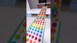 marble Run Race ASMR #44 Wooden Wave Course Colorful Marbles #shorts #marblerun #marblerunrace #asmr