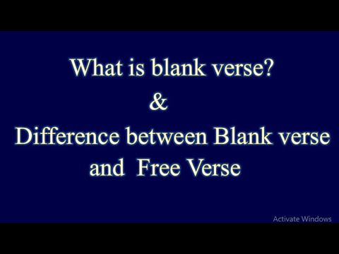 What is blank verse? Difference between Blank verse and  Free Verse