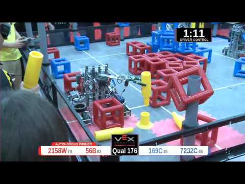 2015 VRC Engr Q176 - 2158W 56B vs 169C 7232C - 46 to 66 - VEX Worlds 2015 - Engineering Division