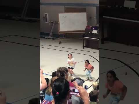 Baylee doing Chicken Dance at strode station Elementary night of the Arts 2023