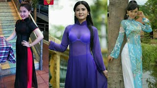 Áo Dài mỏng manh thướt tha khoe nội y lộ nhũ hoa trong nắng sớm - Áo Dài cực kỳ mỏng in rõ nội