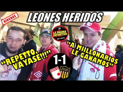Santa Fe vs. Peñarol de Uruguay (1-1), por Copa Libertadores. Reacción de hinchas 'cardenales'