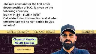 The rate constant for the first order decomposition of H₂O₂ is given by the following equation