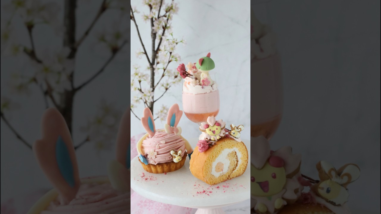 桜×ポケモンスイーツプレート作ってみた🌸#ポケモン #桜 #スイーツ #お菓子作り