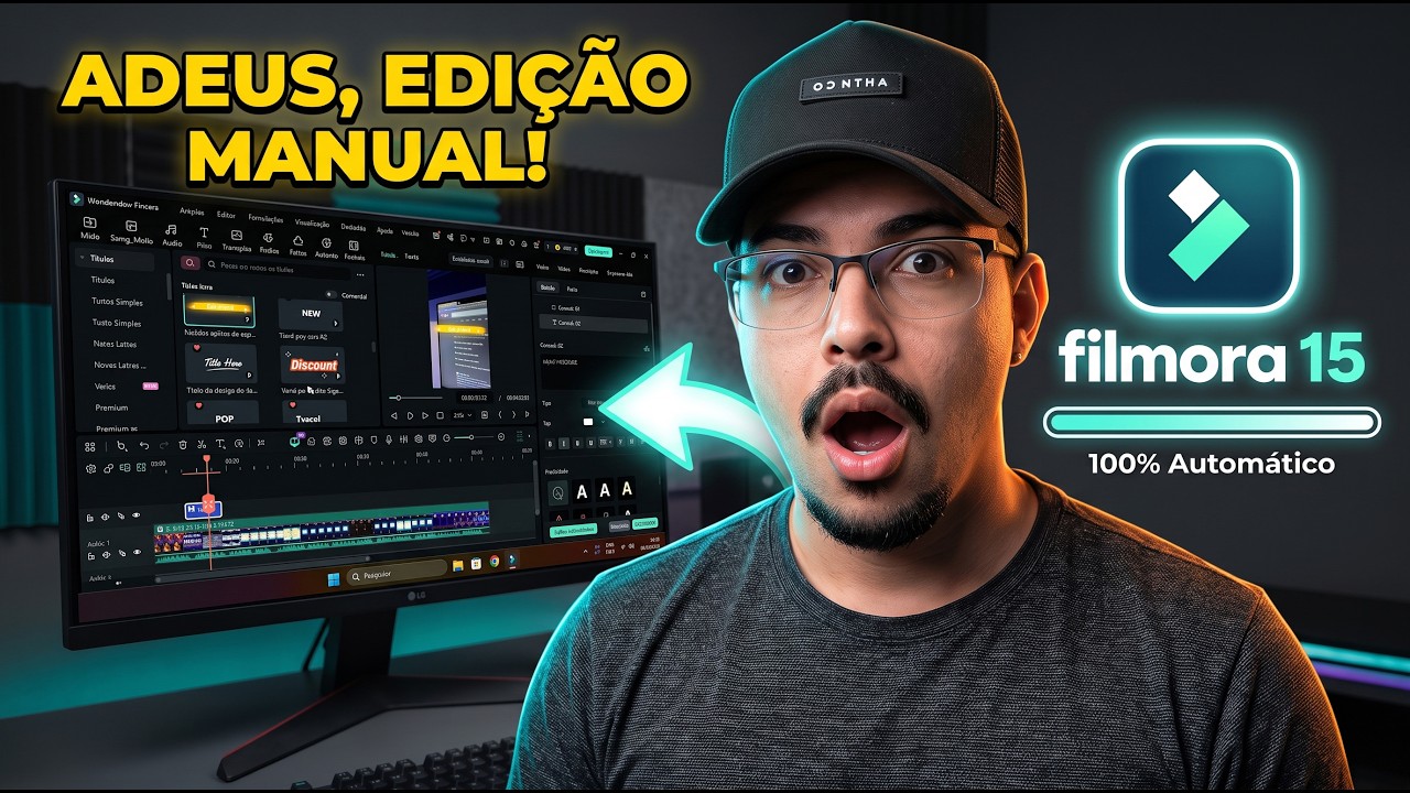 Esqueça o CapCut! Testei o Editor com IA que Faz TUDO (O Novo Filmora 15  com IA MATE impressiona!)