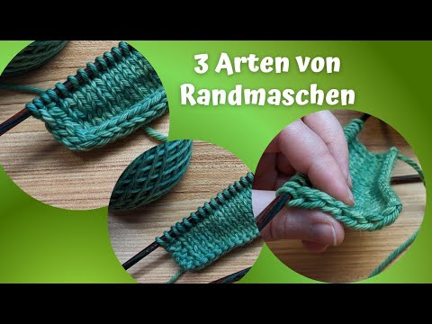 Knitting 3 types of edge stitches (I-cord edge, garter stitch edge and chain stitch edge)