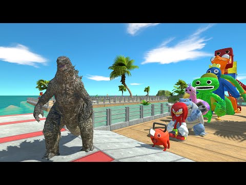 Godzilla Mini vs Rainbow Friends OASIS DEATH RUN - Animal Revolt Battle Simulator