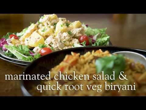 Slimming World Syn-free jalfrezi marinated chicken salad and root vegetable biryani recipe - FREE