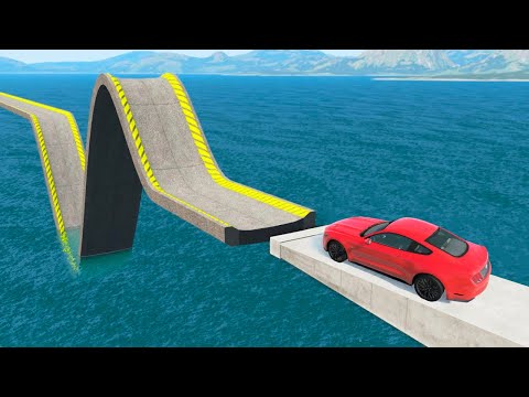 Impossible Loop Bridge Crossing Cars Vs Deep Water - BeamNG.Drive