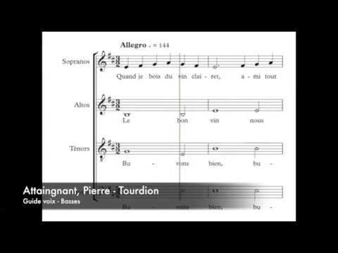 Attaingnant, Pierre - Tourdion - Guide voix - Basses