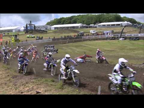 EMX250 of Great Britain Ben Watson Start Crash - Motocross