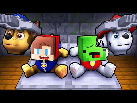JJ and Mikey Shapeshift to PAW PATROL in Minecraft - Maizen
