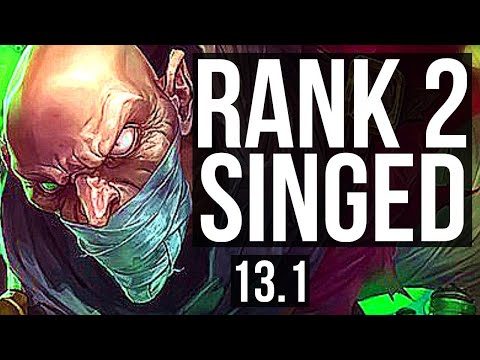 SINGED vs OLAF (TOP) | Rank 2 Singed, 5/1/9, 2.5M mastery, 1600+ games | EUW Challenger | 13.1