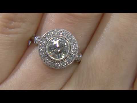 00604-HD044-Bezel Set Diamond Halo Engagement Ring