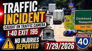 Traffic Camera Captures Tractor-Trailer Crash on I-40 Exit 195 | No Injuries Reported