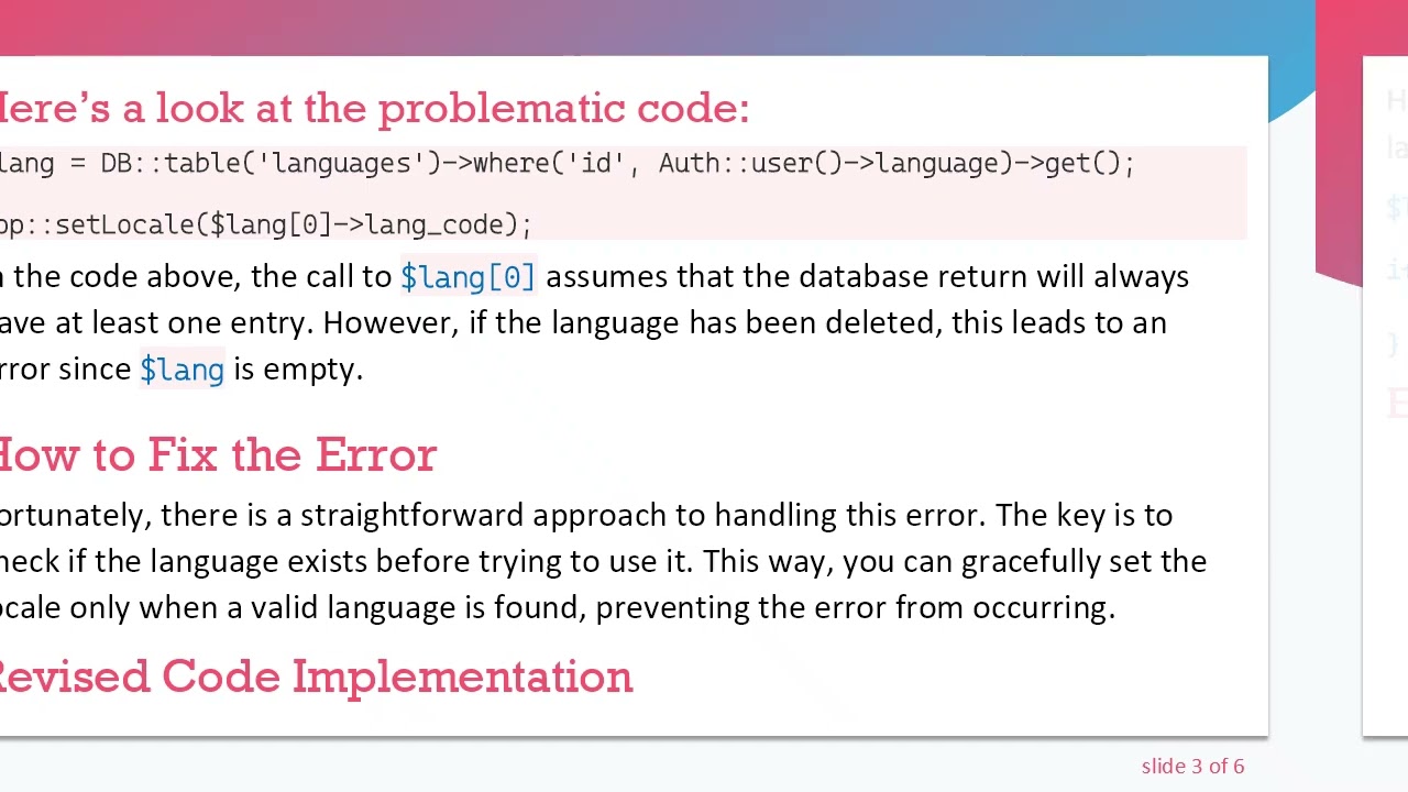 Solving the Undefined offset: 0 Error in Laravel After Deleting a User's Language Setting