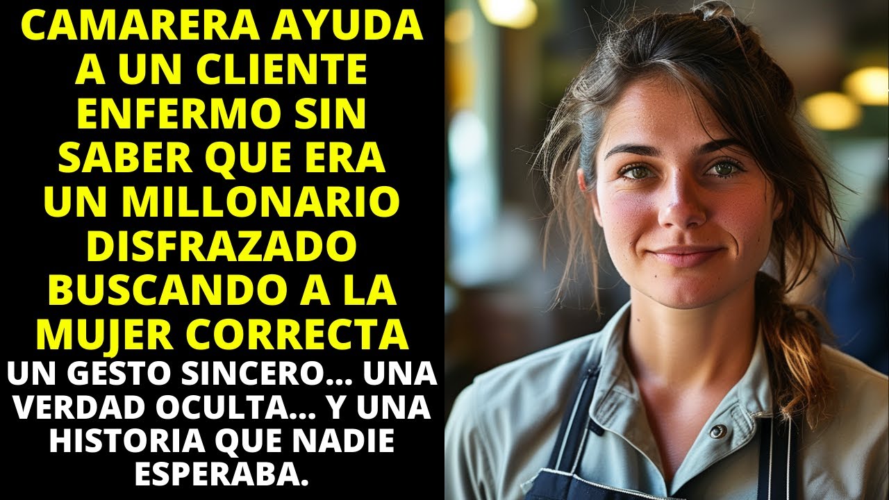 CAMARERA AYUDA A UN CLIENTE ENFERMO SIN SABER QUE ERA UN MILLONARIO DISFRAZADO BUSCANDO A LA MUJER..