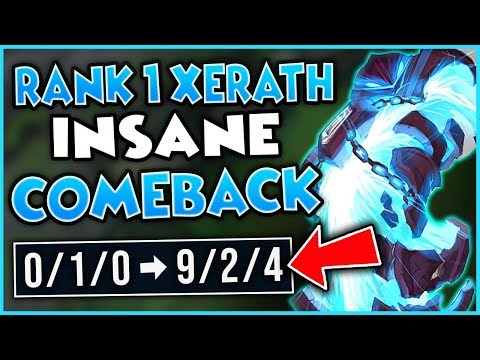 #1 XERATH WORLD UNREAL TURN-AROUND 1V5 CARRY (AFTER FEEDING) - League of Legends