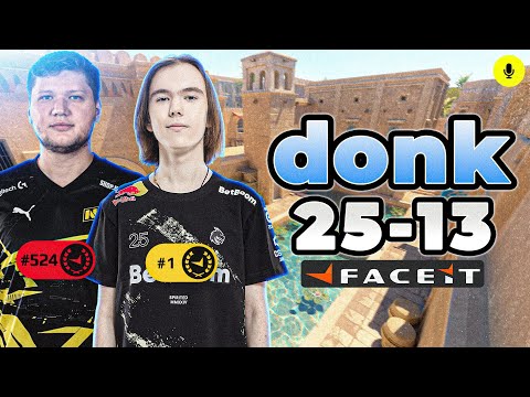 CS2 POV | donk FACEIT Ranked with s1mple, baz (Anubis) Voice Comms 25-13