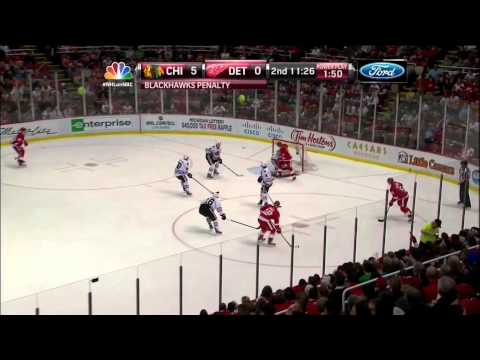 Pavel Datsyuk cranks Jonathan Toews Mar 31 2013 Chicago Blackhawks vs Detroit Red Wings NHL Hockey