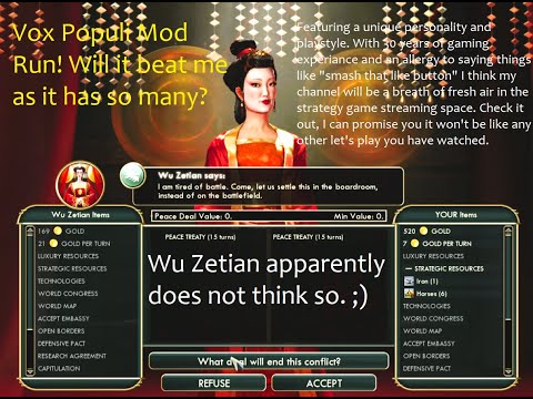 Civ V Vox Populi Let's Play with a mix of Mod Review and AI Test