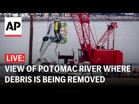 LIVE: View of Potomac River where debris is being removed after plane crash