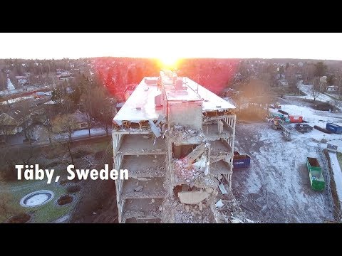 Building demolition [Drone view] - Täby, Sweden