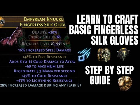 Learn to Craft Basic Spell Damage Fingerless Silk Gloves Path of Exile Sanctum 3.20 POE Essence
