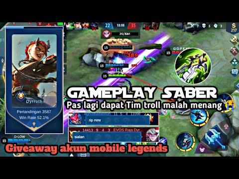 GAMEPLAY SABER HYPER CARRY AGGRESSIVE!! - SABER BEST BUILD 2022 - Mobile legends