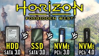 HDD vs SSD vs NVMe 3 vs NVMe 4 - Horizon Forbidden West _ Loading Times