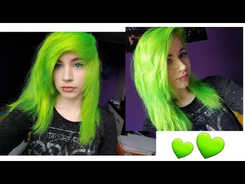 Dying my hair neon green with Electric Lizard ( Manic...