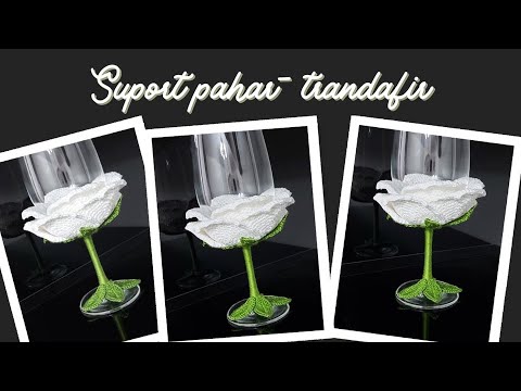 Suport pahar- trandafir crosetat