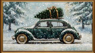 2h Christmas Painting TV Background | Gold Framed TV Art 4K | Vintage Oil Painting | Winter Ambience