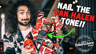 Video thumbnail for The SECRET to sounding EXACTLY like Eddie Van Halen!! - EVH Striped Series Frankenstein - Frankie by Walt Grace Vintage