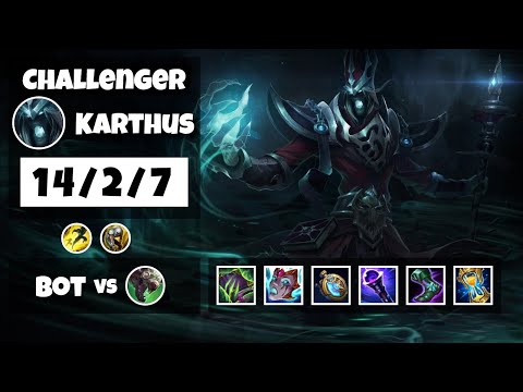 Karthus Bot Lane 11.16 Challenger Gameplay Replay S11 (14/2/7) - BR