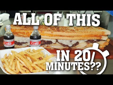 Undefeated Grilled "Cheesy Beast" Burger Sandwich Challenge!! Video