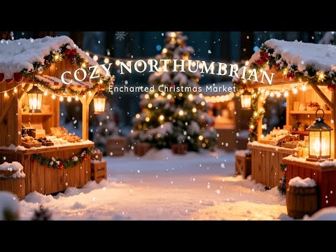 Enchanted Christmas Market — cozy 4K winter ambience with falling snow and warm lanterns