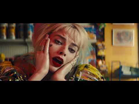 Birds of Prey soundtrack teaser frame with neon confetti and fight silhouettes