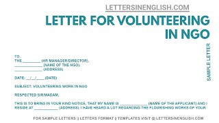 Letter for Volunteering in NGO – Letter for Volunteering Application | Letters in English