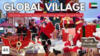 Christmas Magic at Global Village Dubai!! Festive Season, Santa, Shows & More! | Walking Tour 4K