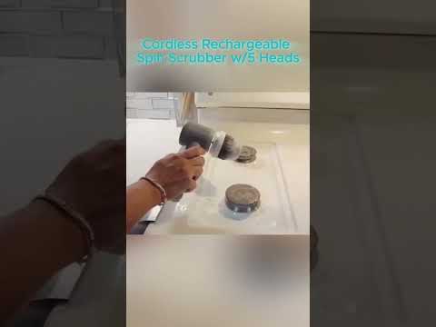 Cordless Rechargeable Spin Scrubber With 5 Heads