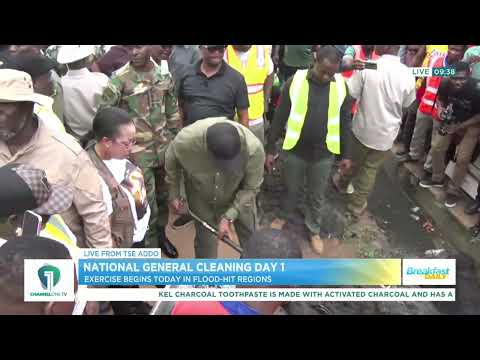 President Mahama Takes Part in Gutter Desilting as Sanitation Drive Begins