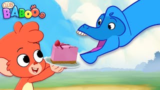Club Baboo | Dinosaur in the rain | Baboo and his friends eat a strawberry cake | Spinosaurus, TRex