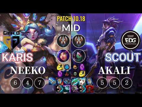 GEN Karis Neeko vs EDG Scout Akali Mid - KR Patch 10.18