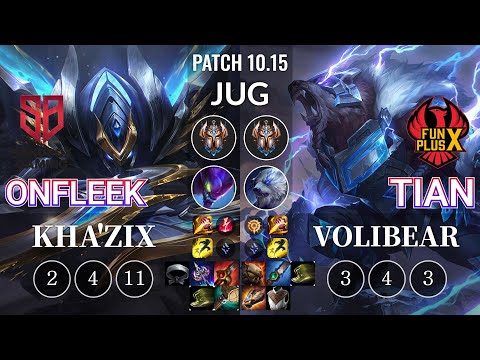 SB OnFleek Kha'Zix vs FPX Tian Volibear Jungle - KR Patch 10.15